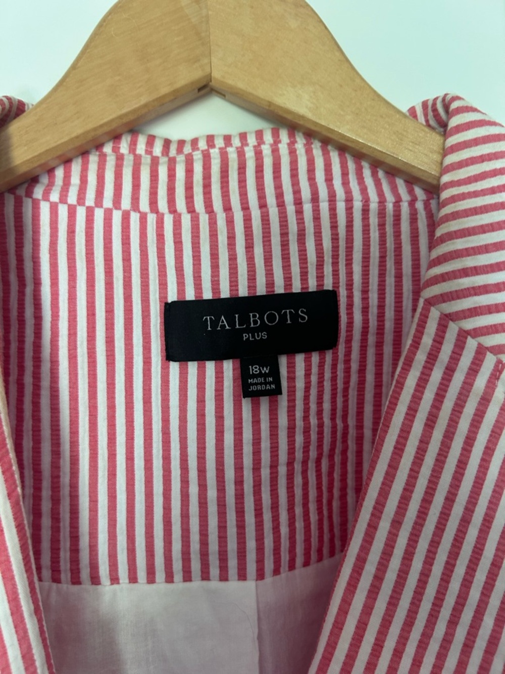 Talbots Pink and White Striped Cotton Blazer - Picture 3 of 10